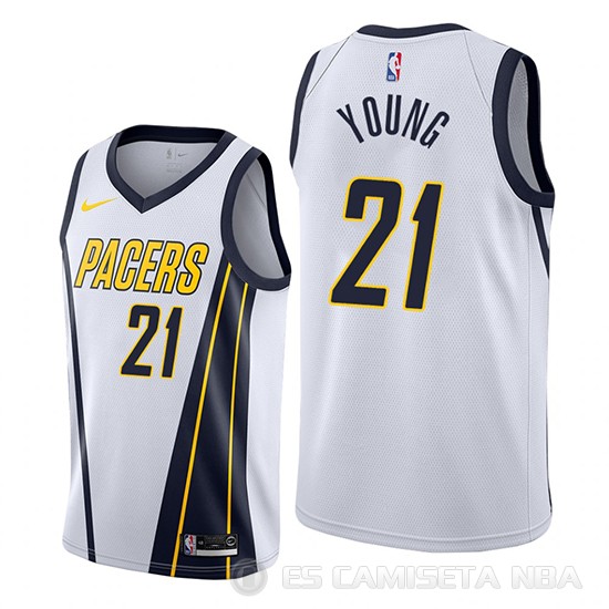 Camiseta Thaddeus Young #21 Indiana Pacers Earned Edition Blanco - Haga un click en la imagen para cerrar